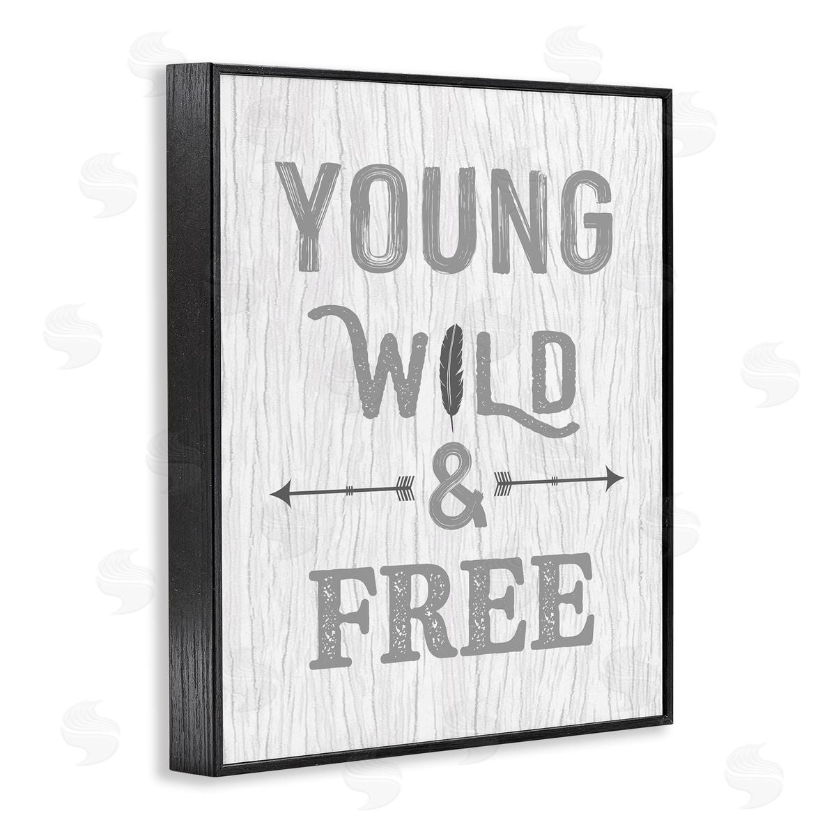 Rustic Young Wild and Free Black Frame Print Wall Art, Home Decor by Ashley Calhoun