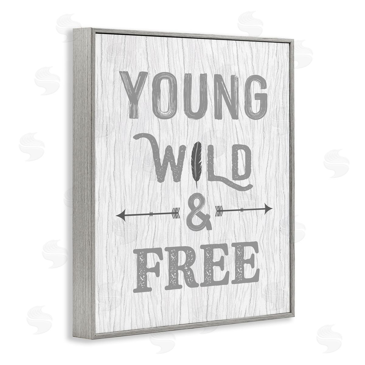 Rustic Young Wild and Free Grey Frame Print Wall Art, Home Decor by Ashley Calhoun