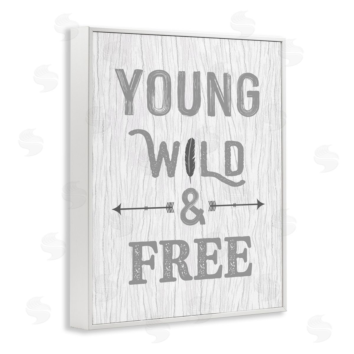 Rustic Young Wild and Free White Frame Print Wall Art, Home Decor by Ashley Calhoun