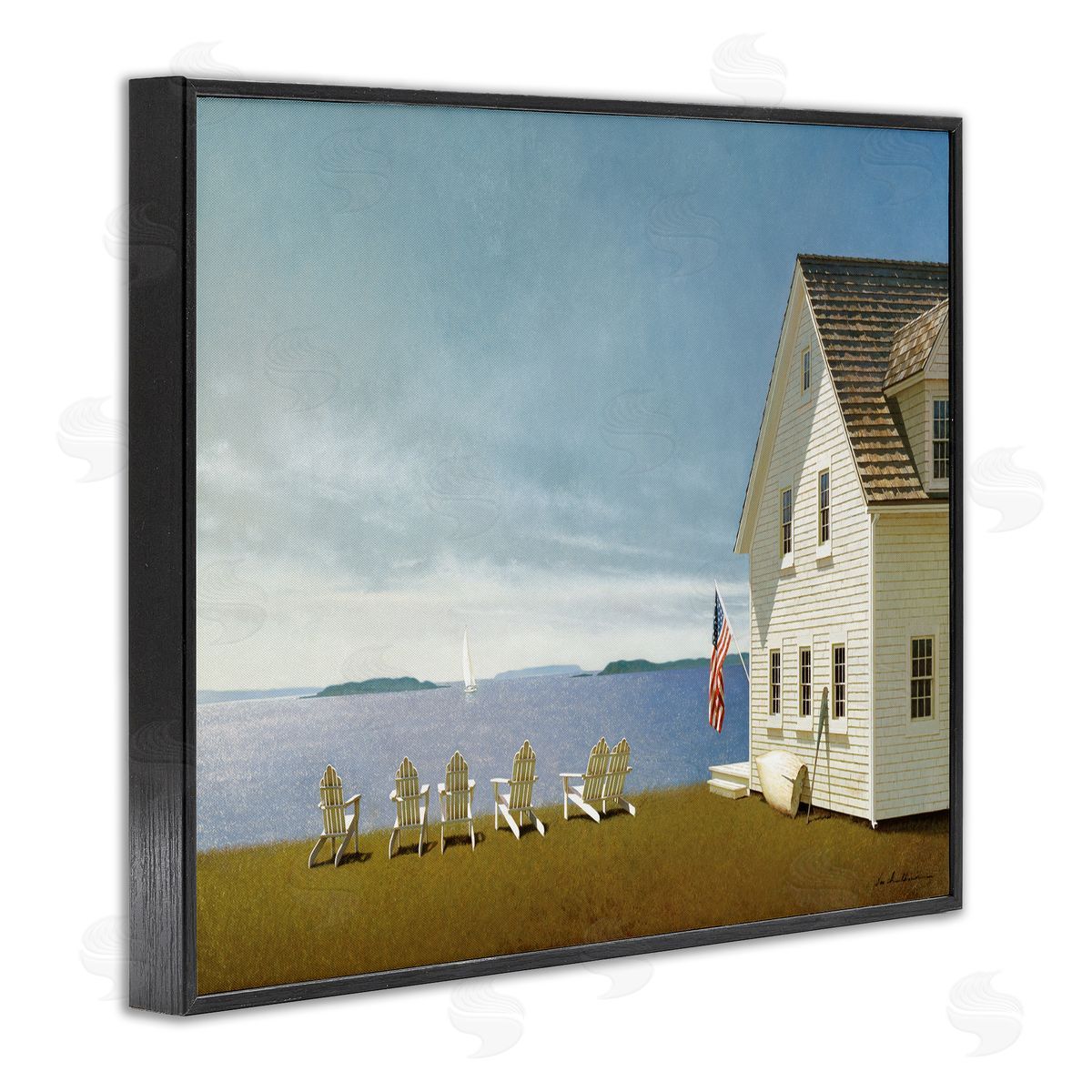 Cape House on Coastal Edge Black Frame Print Wall Art, Home Decor by Zhen-Huan Lu