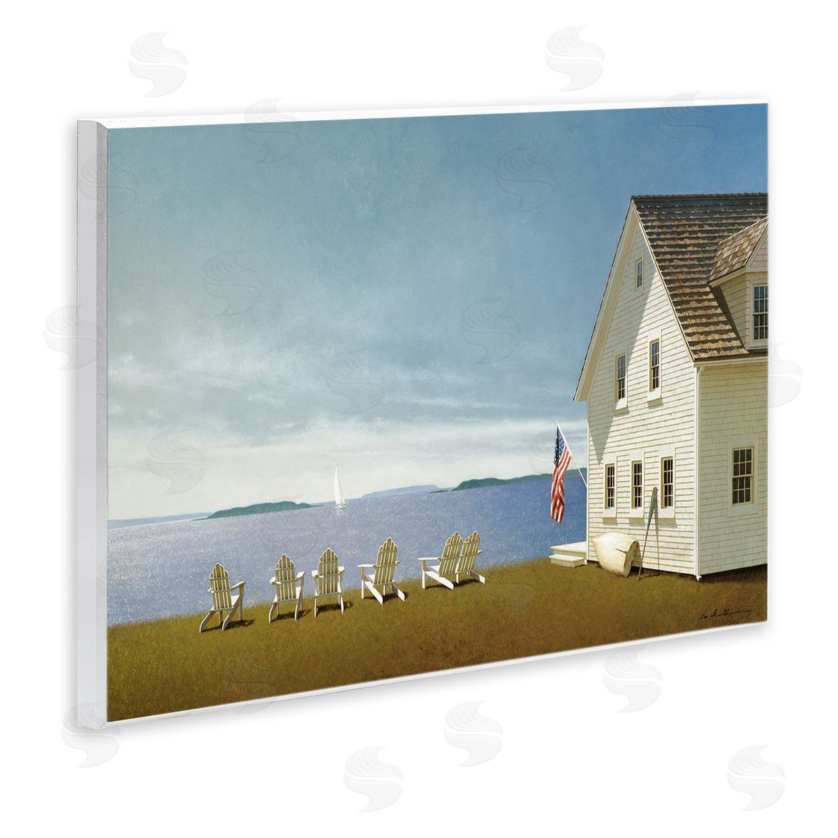 Cape House on Coastal Edge Wood Plaque Wall Art, Home Decor by Zhen-Huan Lu