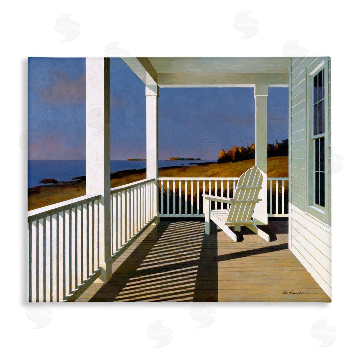 Cottage Porch with Beach Chair Canvas Wall Art, Home Decor by Zhen-Huan Lu