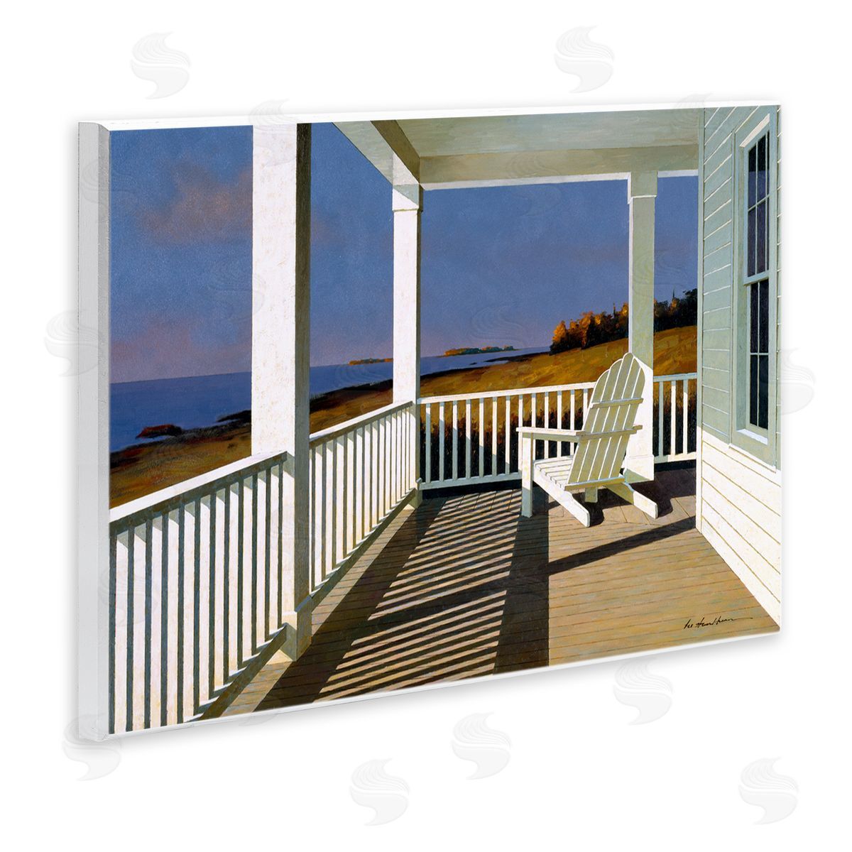 Cottage Porch with Beach Chair Wood Plaque Wall Art, Home Decor by Zhen-Huan Lu