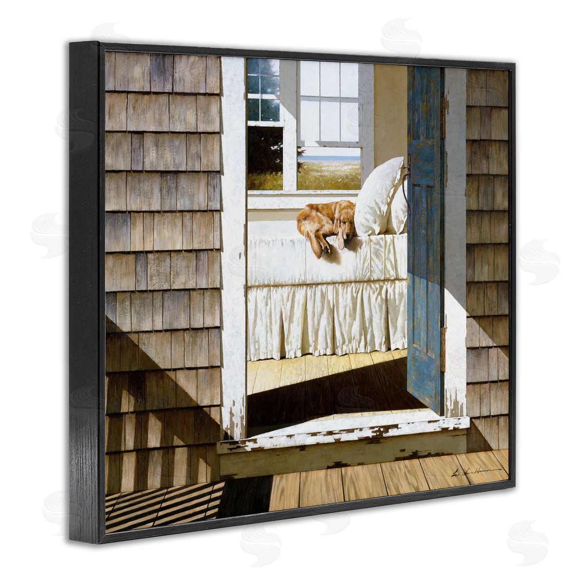 Dog Nap at Cape House Black Frame Print Wall Art, Home Decor by Zhen-Huan Lu
