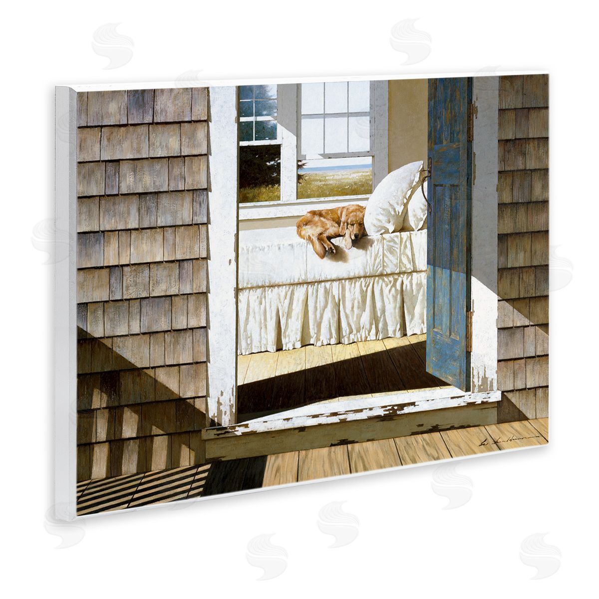 Dog Nap at Cape House Wood Plaque Wall Art, Home Decor by Zhen-Huan Lu