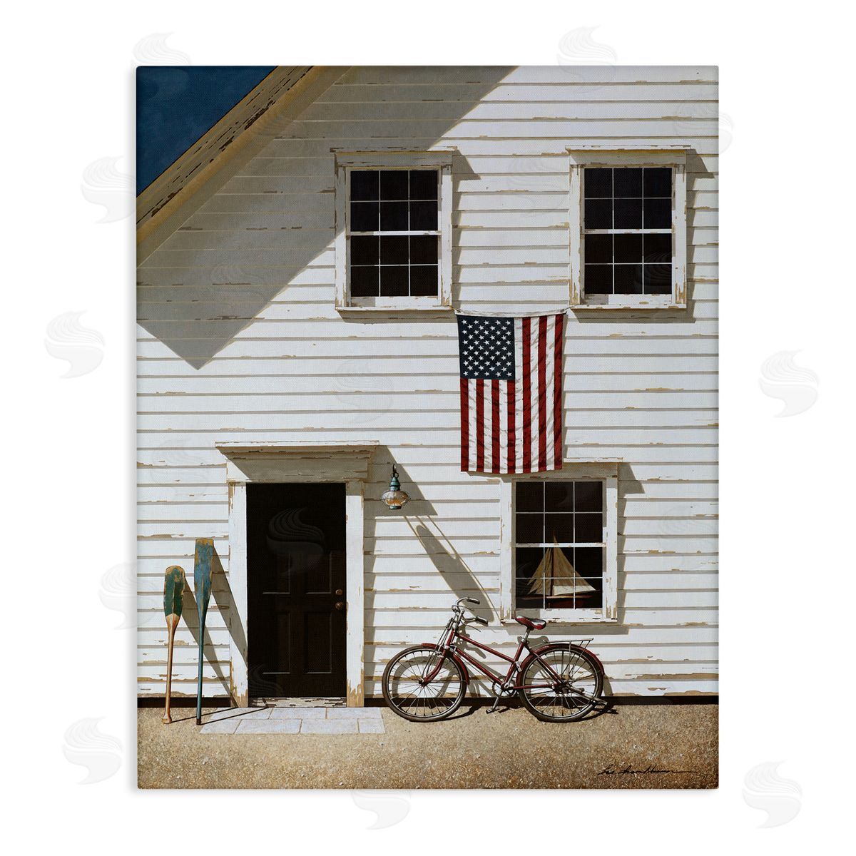 Americana Cape House Entrance Canvas Wall Art, Home Decor by Zhen-Huan Lu