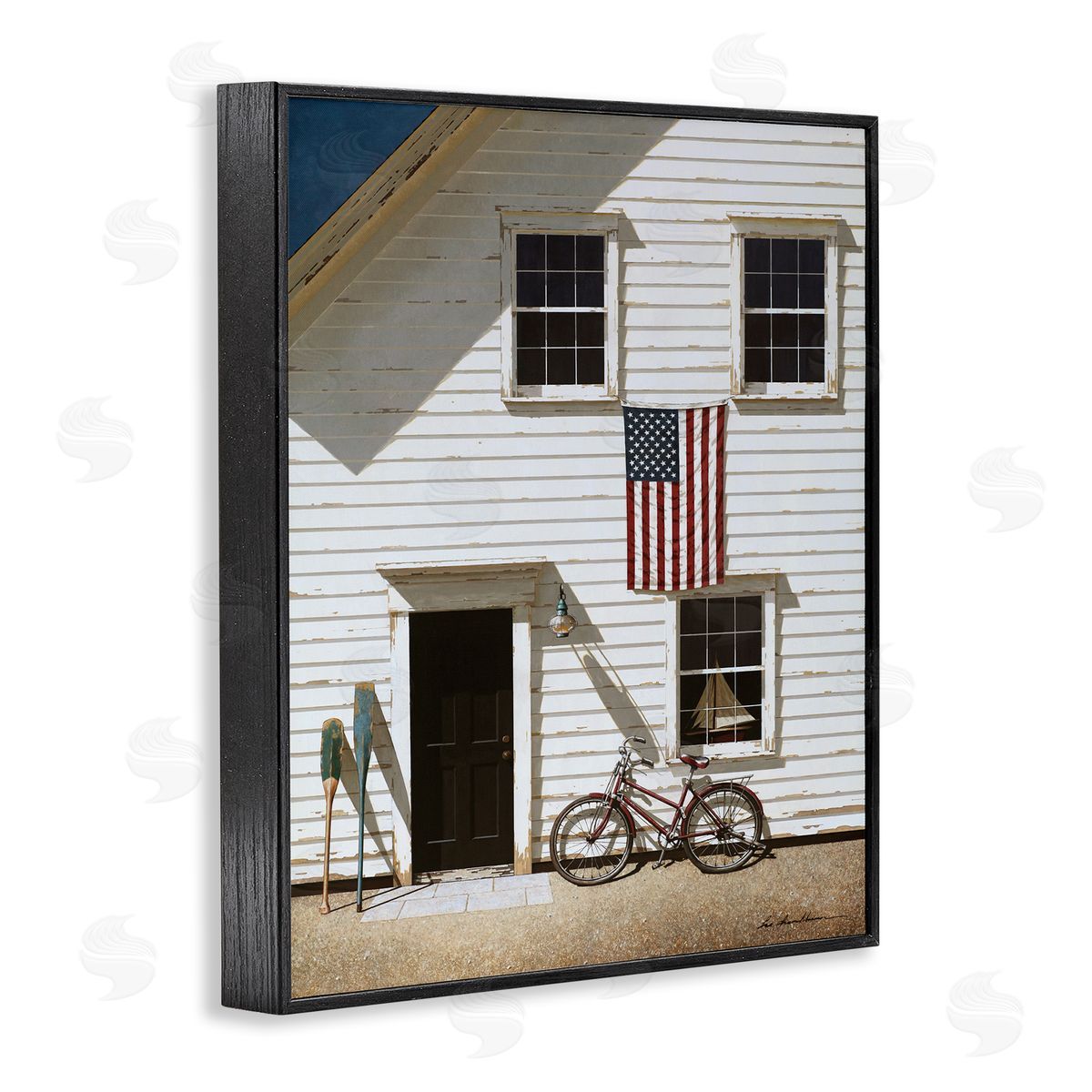 Americana Cape House Entrance Black Frame Print Wall Art, Home Decor by Zhen-Huan Lu