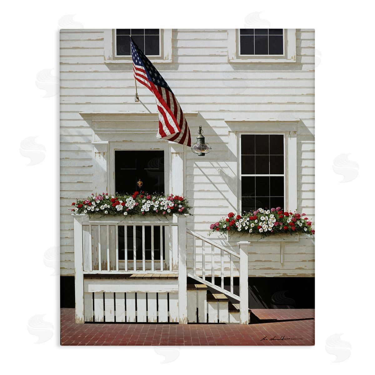 Americana Town House Entrance Canvas Wall Art, Home Decor by Zhen-Huan Lu