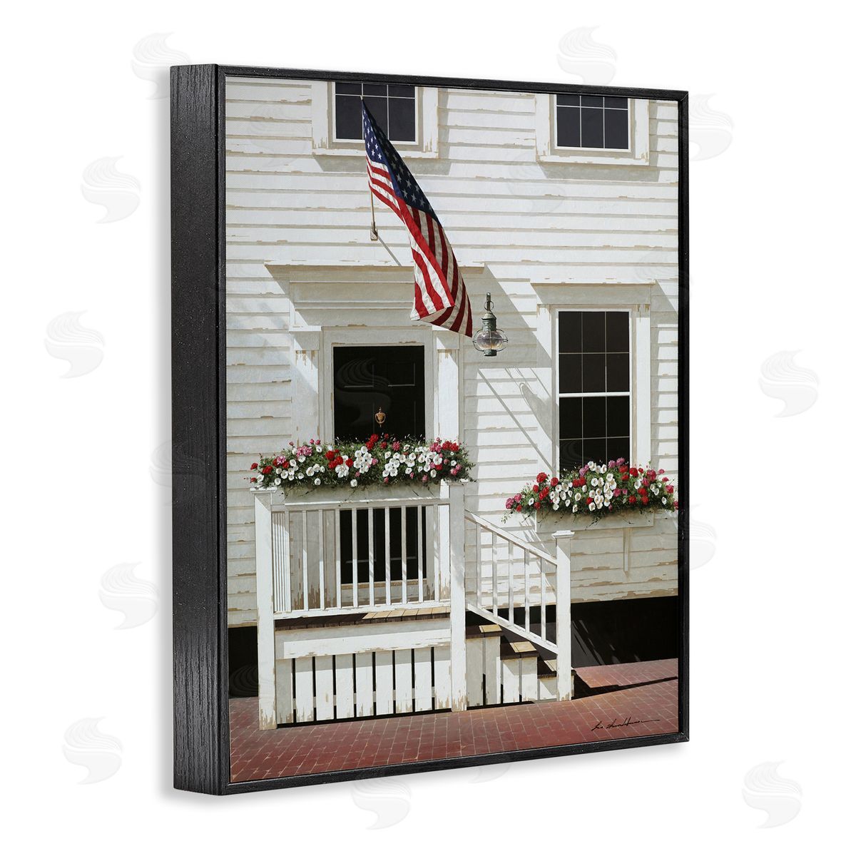 Americana Town House Entrance Black Frame Print Wall Art, Home Decor by Zhen-Huan Lu