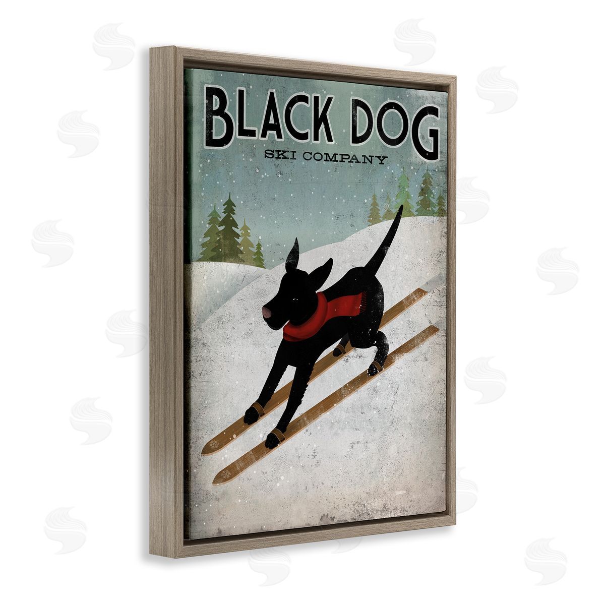 Black Dog Ski Company Brown Floating Frame Canvas Wall Art, Home Decor by Ryan Fowler