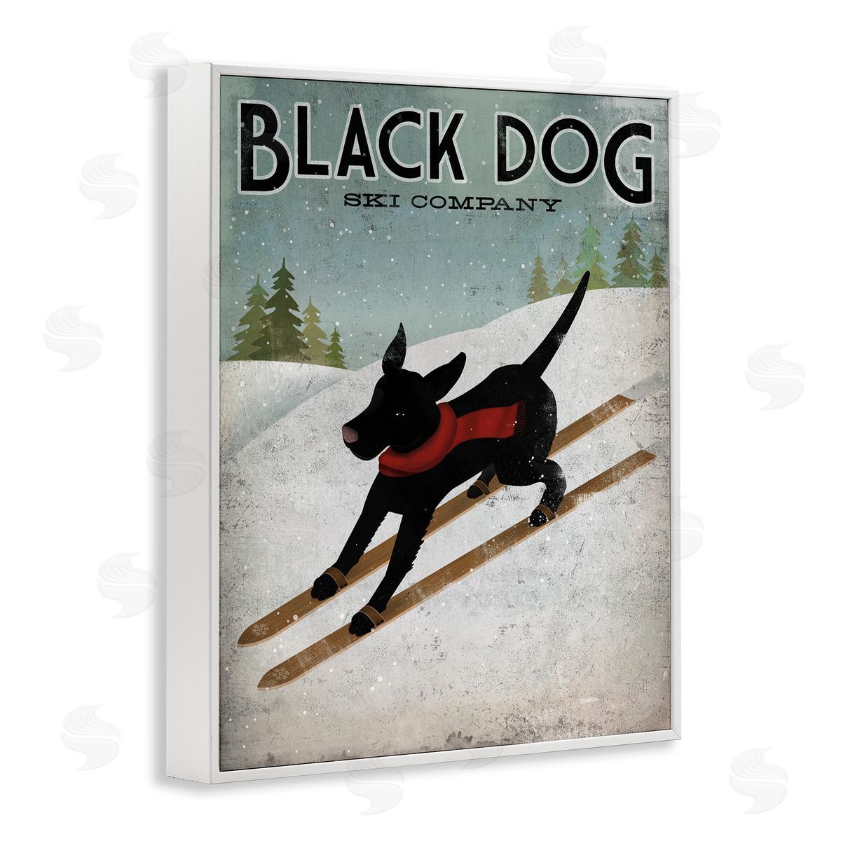 Black Dog Ski Company White Frame Print Wall Art, Home Decor by Ryan Fowler