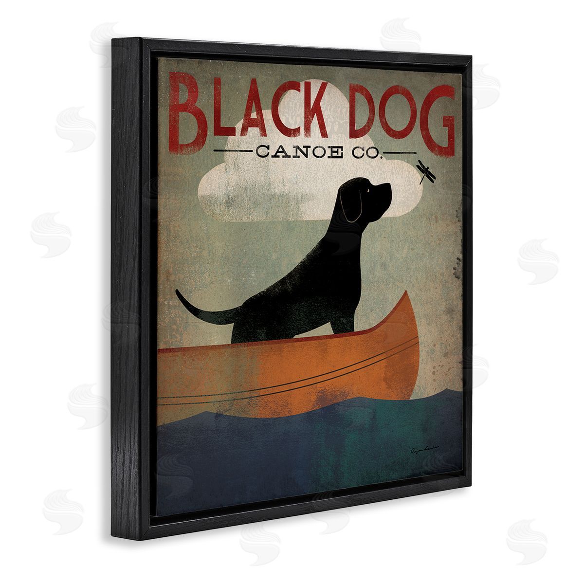 Black Dog Canoe Company Black Floating Frame Canvas Wall Art, Home Decor by Ryan Fowler