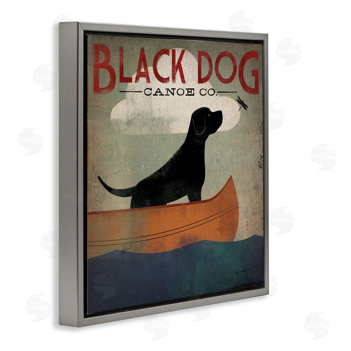 Black Dog Canoe Company Grey Floating Frame Canvas Wall Art, Home Decor by Ryan Fowler