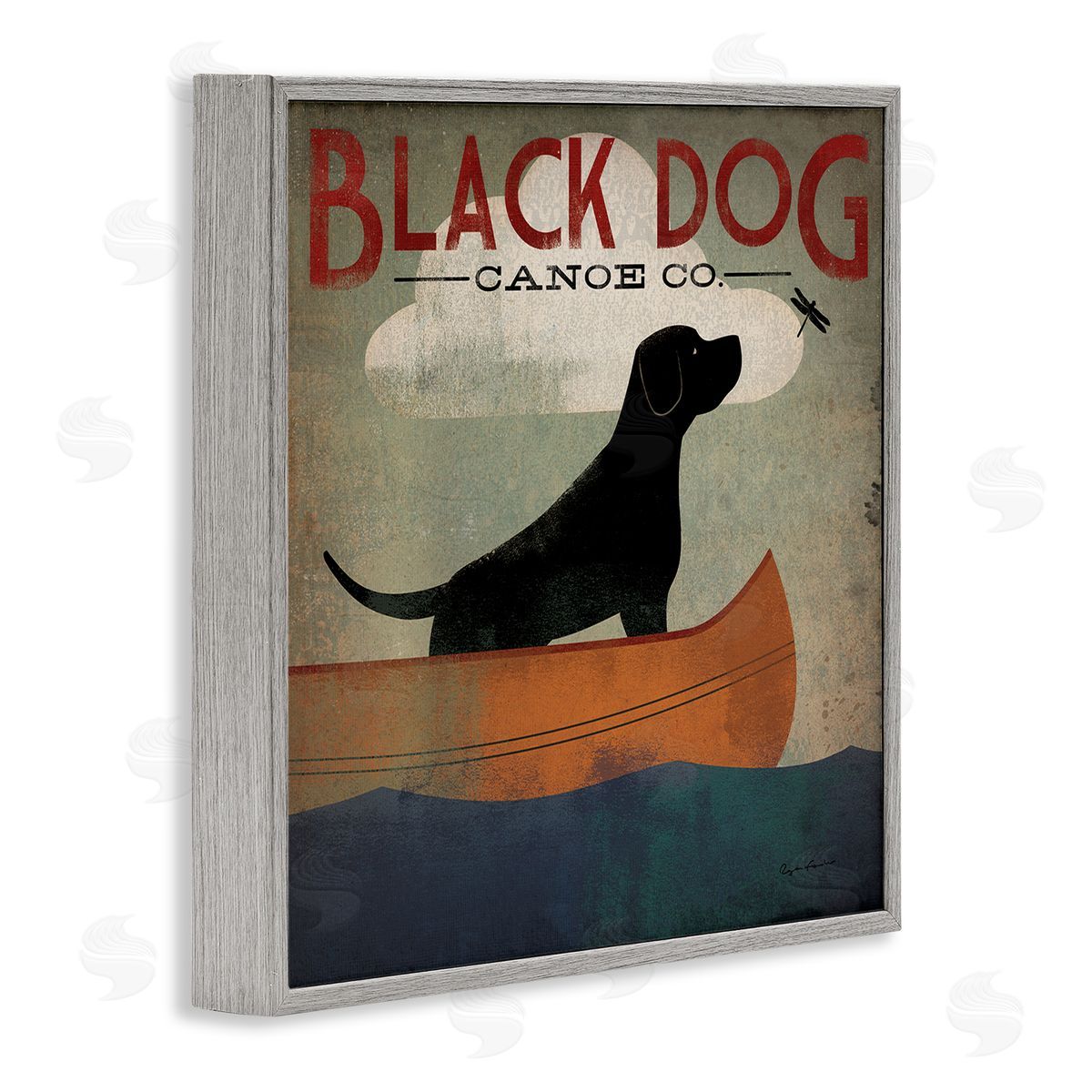 Black Dog Canoe Company Grey Frame Print Wall Art, Home Decor by Ryan Fowler
