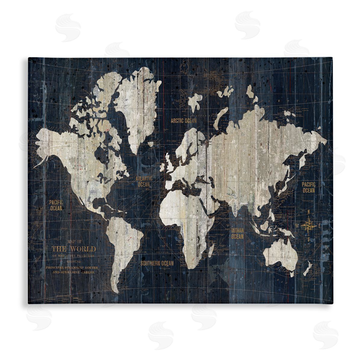 Distressed Antique World Map Canvas Wall Art, Home Decor by Wild Apple Portfolio