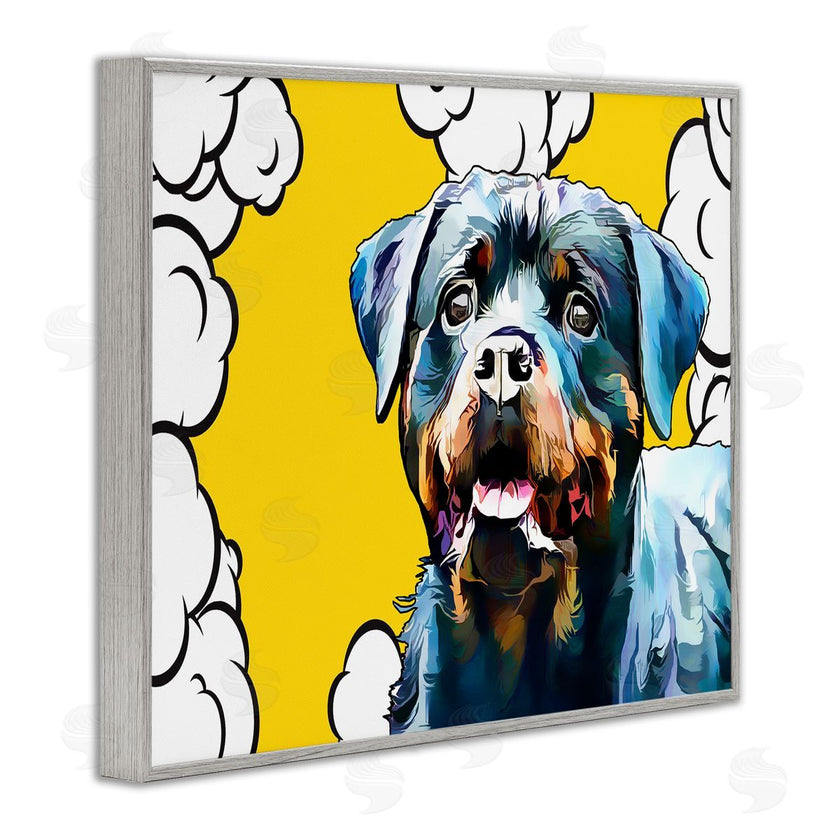 Kim Curinga | Rottweiler Dog Yellow Pop Art