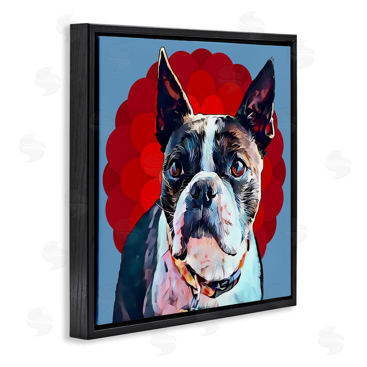 Terrier Dog Red Pop Art Black Floating Frame Canvas Wall Art, Home Decor by Kim Curinga