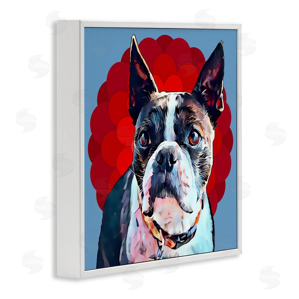 Terrier Dog Red Pop Art White Frame Print Wall Art, Home Decor by Kim Curinga