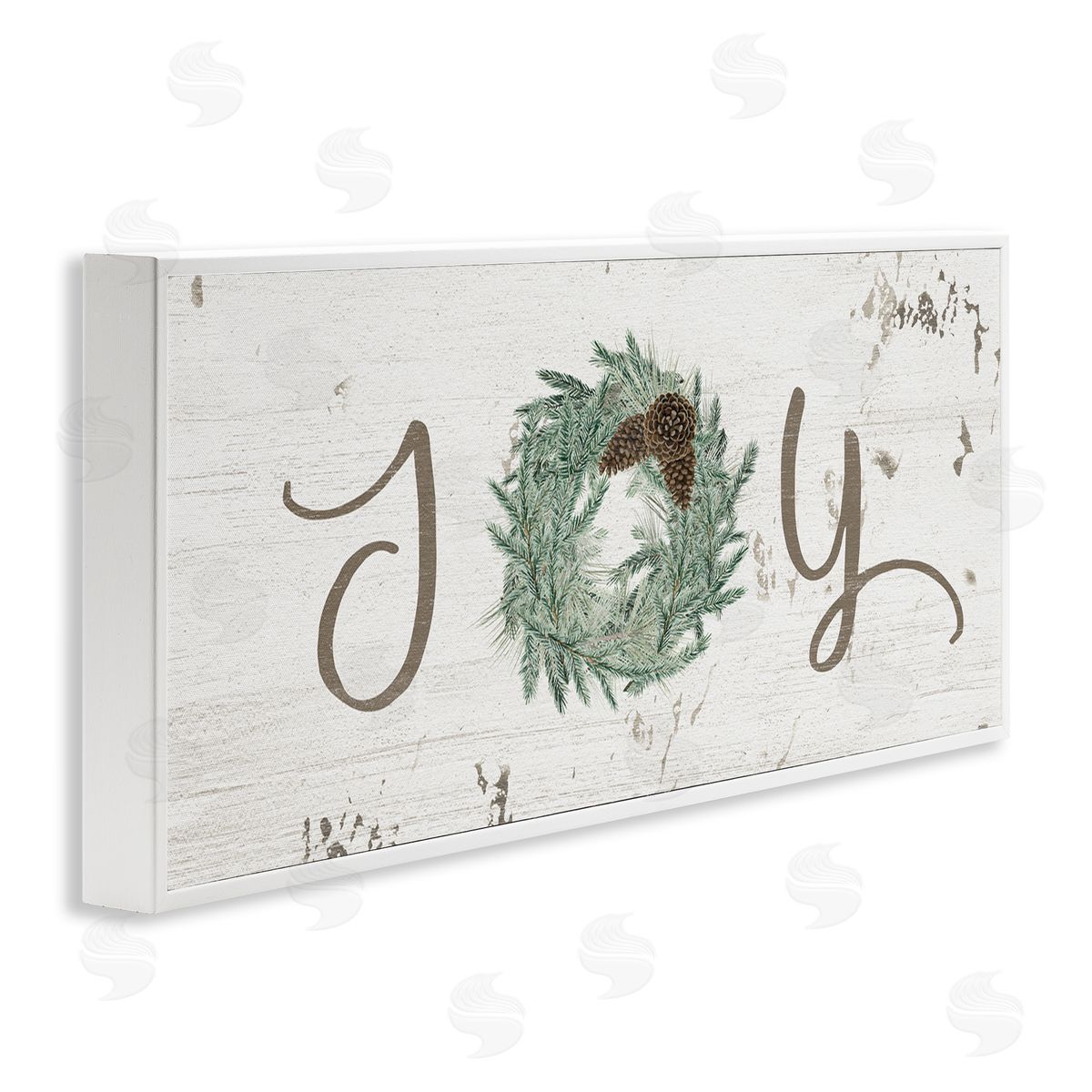 Joy Text Wreath Accent White Frame Print Wall Art, Home Decor by Grace Popp