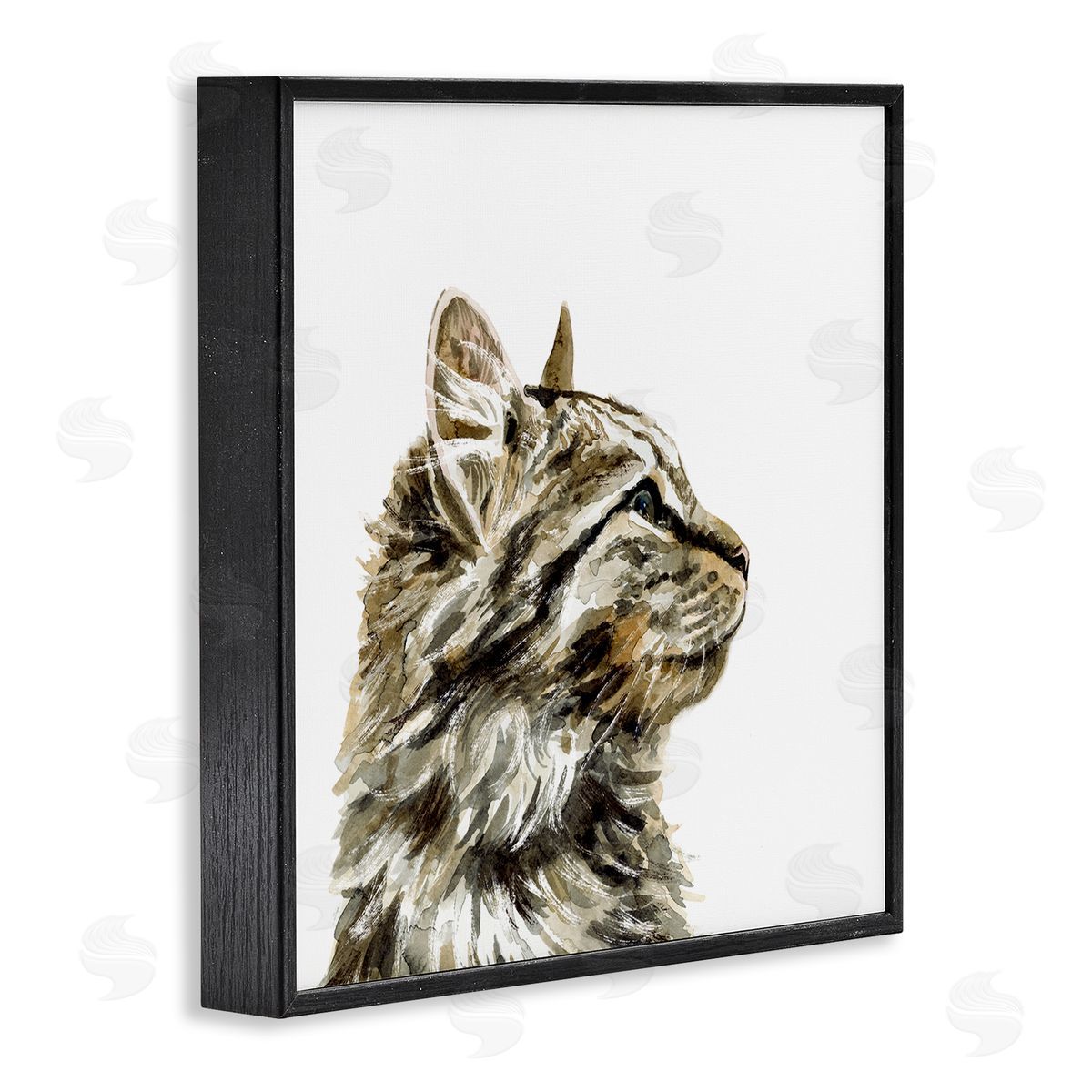 Simple Tabby Cat Gaze Black Frame Print Wall Art, Home Decor by Victoria Barnes