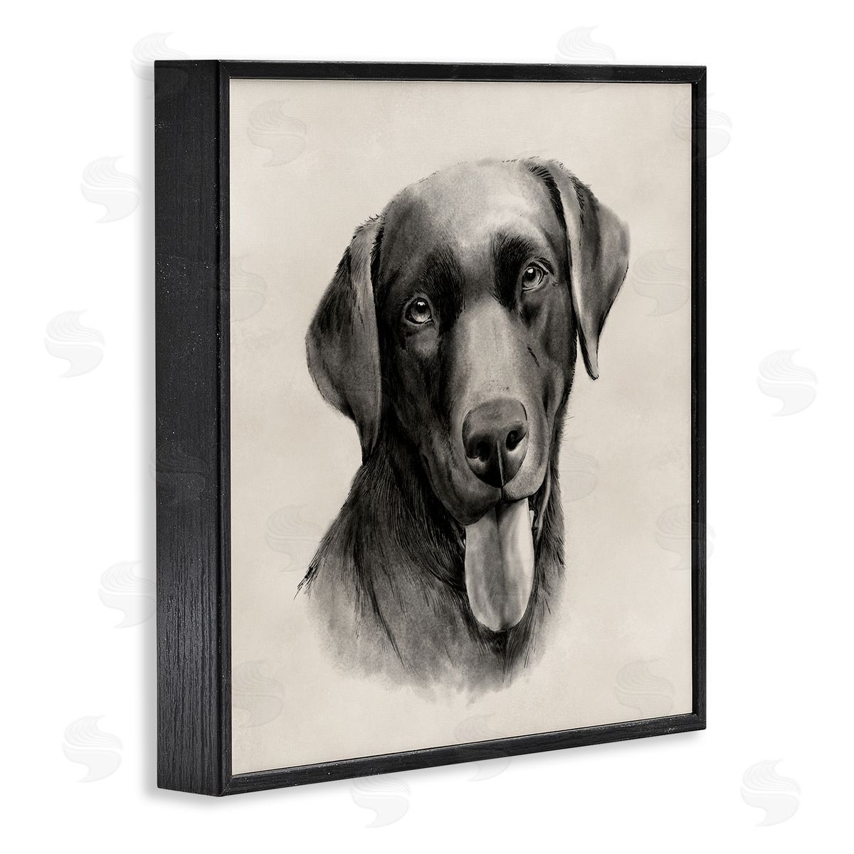 Sepia Labrador Dog Portrait Black Frame Print Wall Art, Home Decor by Grace Popp