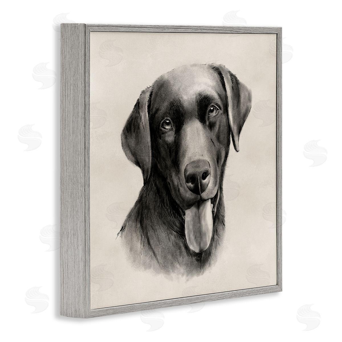 Sepia Labrador Dog Portrait Grey Frame Print Wall Art, Home Decor by Grace Popp