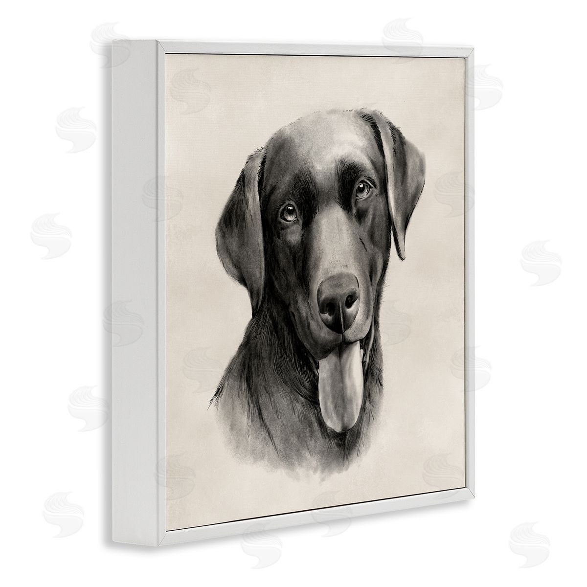 Sepia Labrador Dog Portrait White Frame Print Wall Art, Home Decor by Grace Popp
