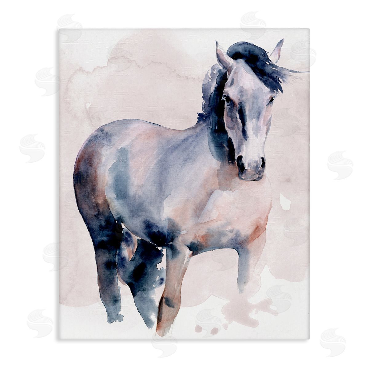 Blue Watercolor Horse Portrait Canvas Wall Art, Home Decor by Jennifer Paxton Parker