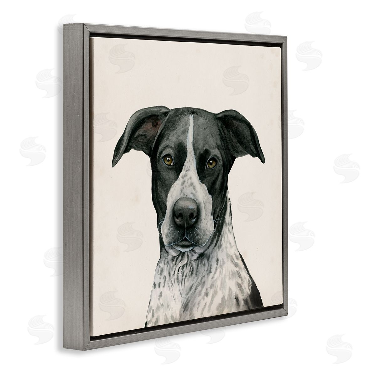 Best Bud Hound Dog Grey Floating Frame Canvas Wall Art, Home Decor by Grace Popp