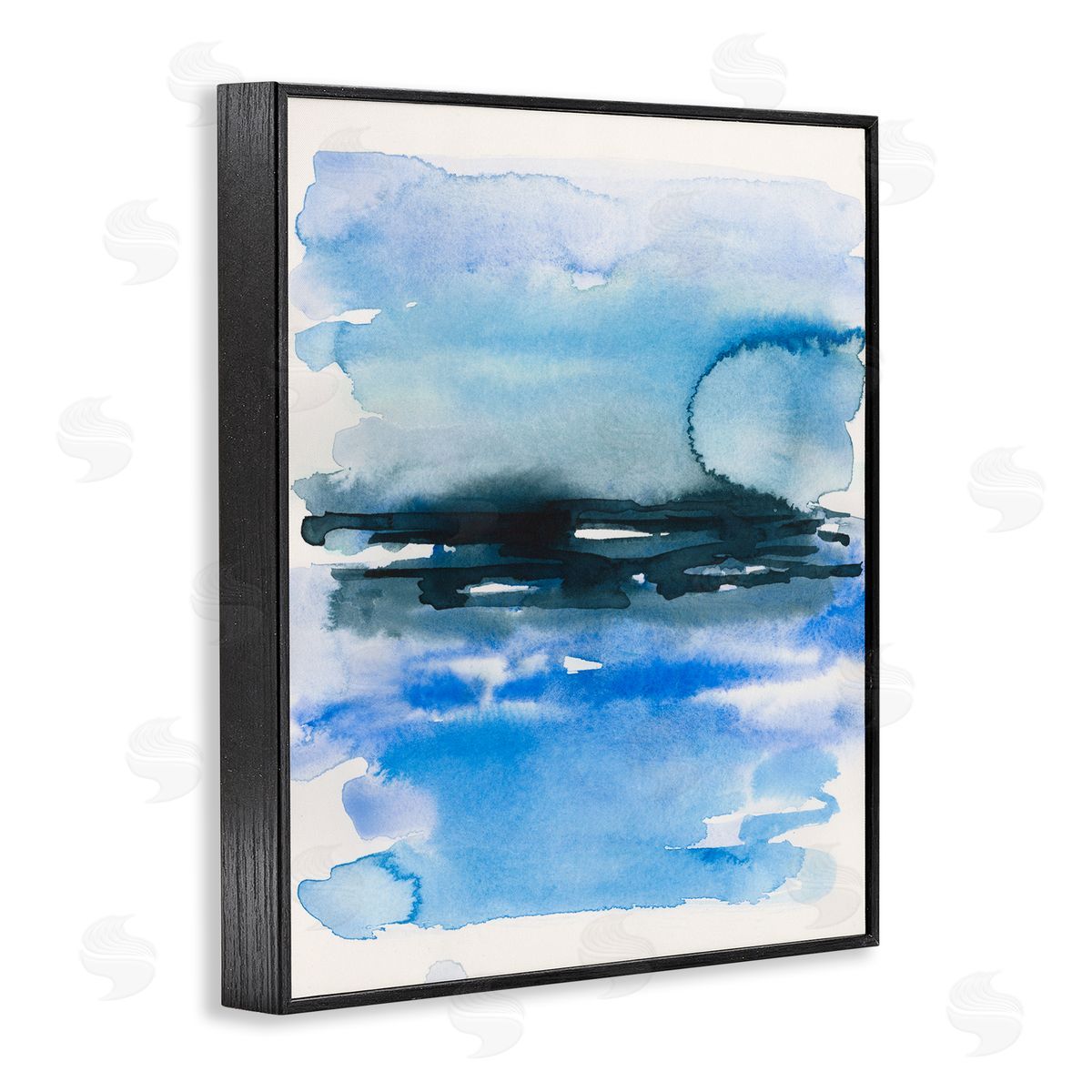 Abstract Sea Scape Watercolor Black Frame Print Wall Art, Home Decor by Victoria Barnes