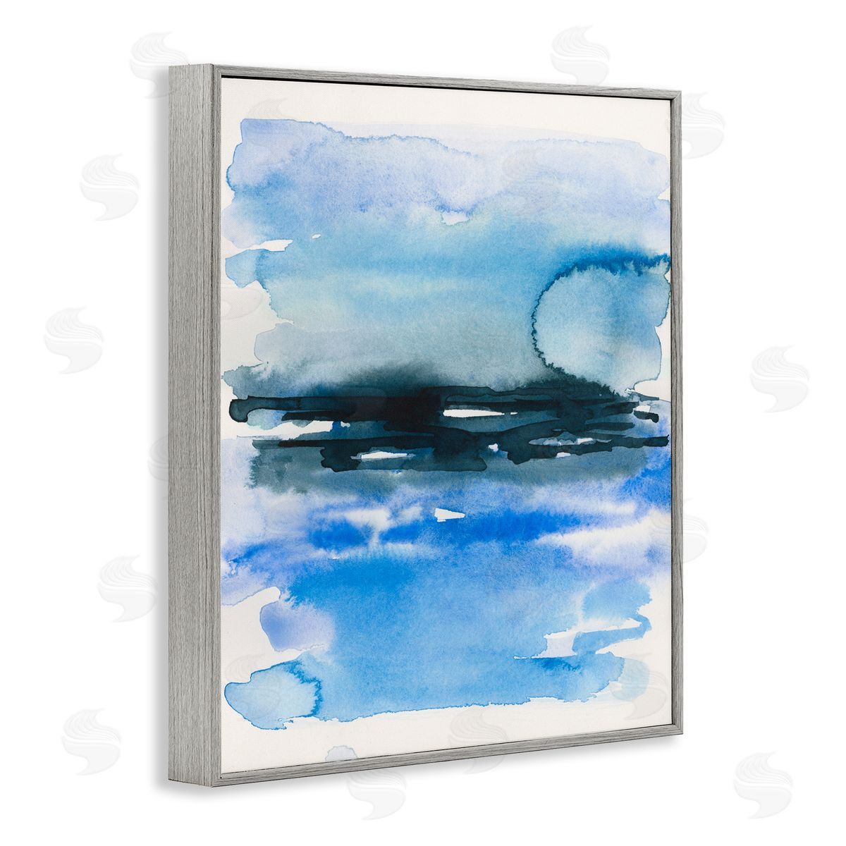 Abstract Sea Scape Watercolor Grey Frame Print Wall Art, Home Decor by Victoria Barnes