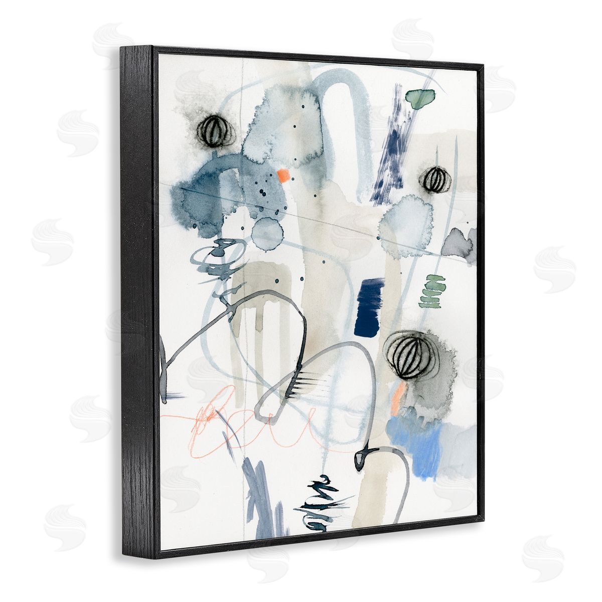 Abstract Shapes and Linework Black Frame Print Wall Art, Home Decor by Victoria Barnes