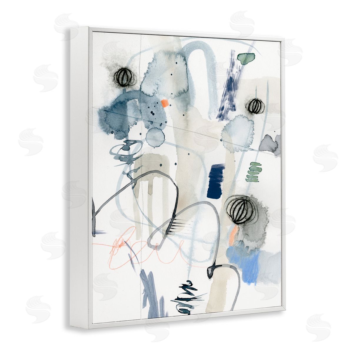 Abstract Shapes and Linework White Frame Print Wall Art, Home Decor by Victoria Barnes