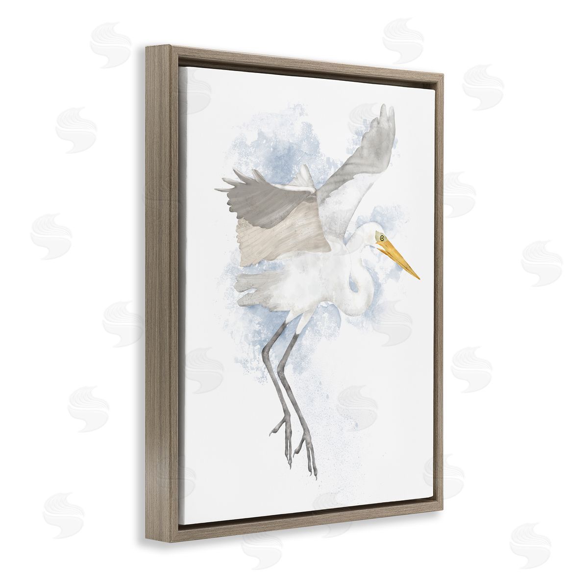 White Stork Open Wings Brown Floating Frame Canvas Wall Art, Home Decor by Jade Reynolds