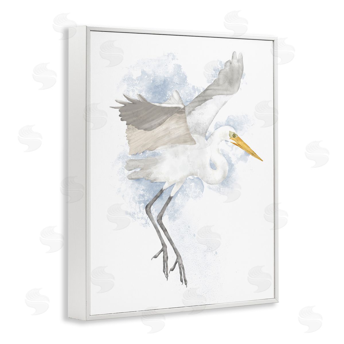 White Stork Open Wings White Frame Print Wall Art, Home Decor by Jade Reynolds
