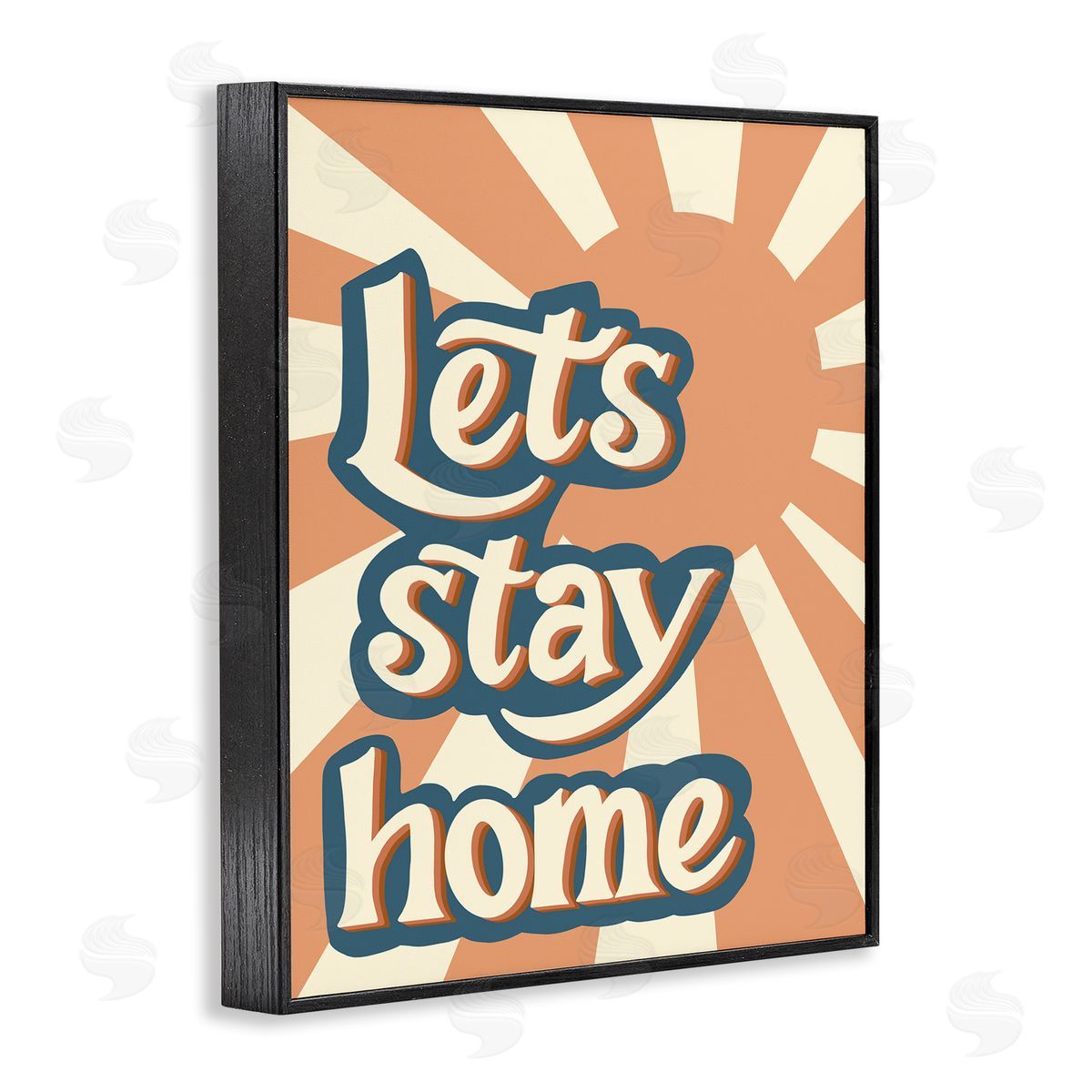 Let's Stay Home Summer Sun Black Frame Print Wall Art, Home Decor by Amanda Houston