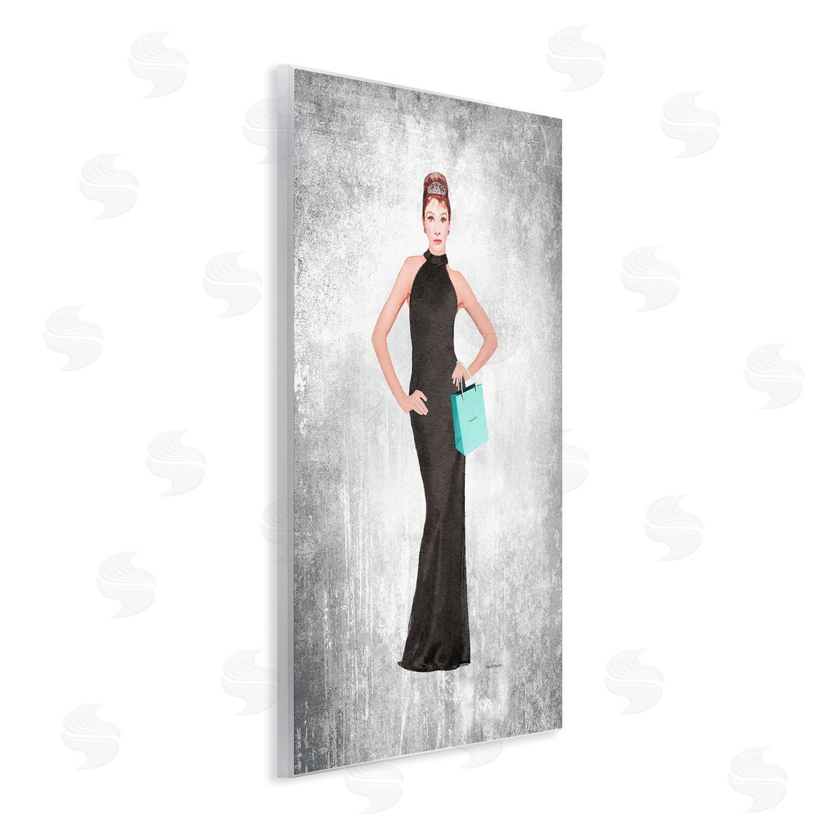 Audrey with Blue Bag Wood Plaque Wall Art, Home Decor by Amanda Greenwood