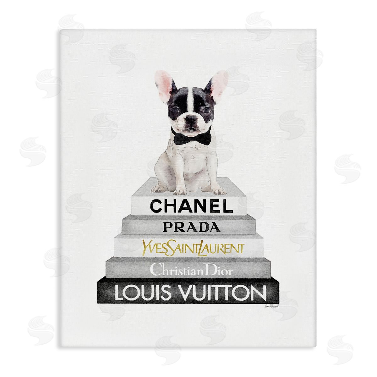 French Bulldog Grey Fashion Books Canvas Wall Art, Home Decor by Amanda Greenwood
