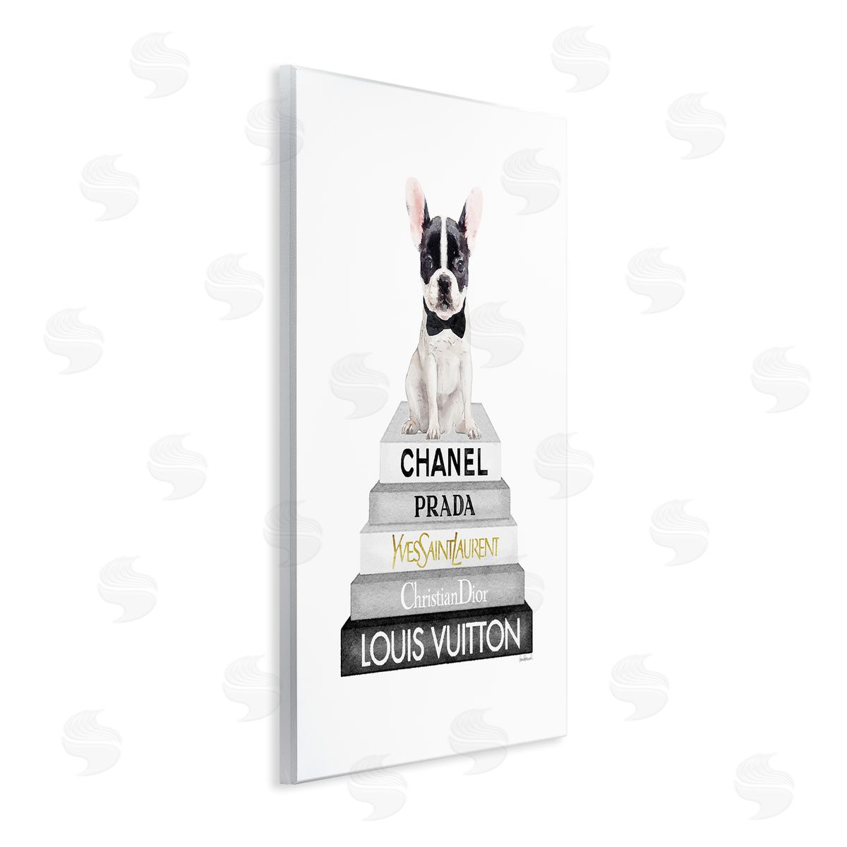 French Bulldog Grey Fashion Books Wood Plaque Wall Art, Home Decor by Amanda Greenwood