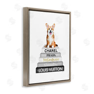 Amanda Greenwood | Corgi Dog on Grey Bookstack