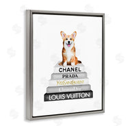 Amanda Greenwood | Corgi Dog on Grey Bookstack