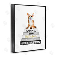Amanda Greenwood | Corgi Dog on Grey Bookstack