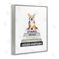Amanda Greenwood | Corgi Dog on Grey Bookstack