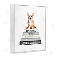 Amanda Greenwood | Corgi Dog on Grey Bookstack