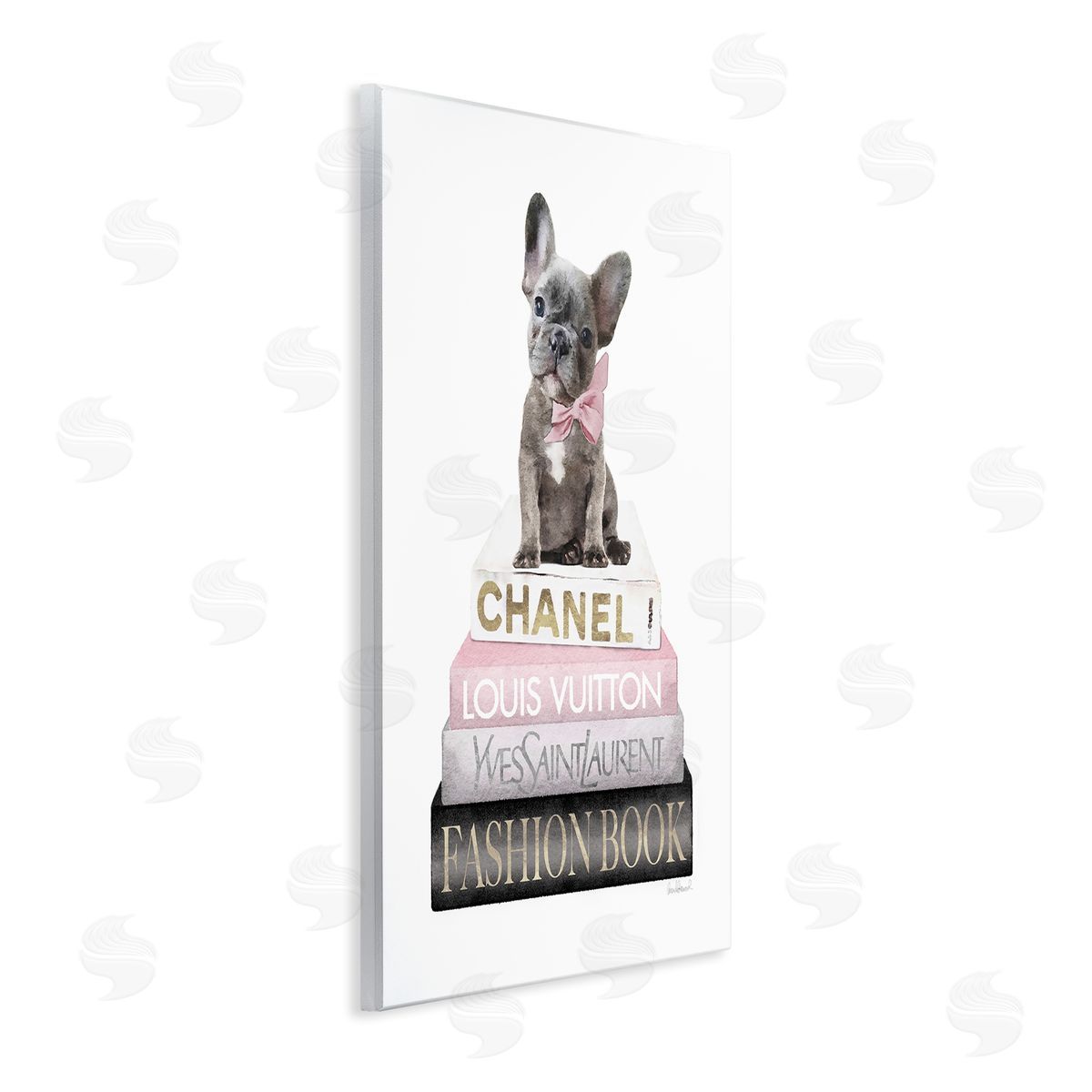 French Bulldog Pink Fashion Books Wood Plaque Wall Art, Home Decor by Amanda Greenwood