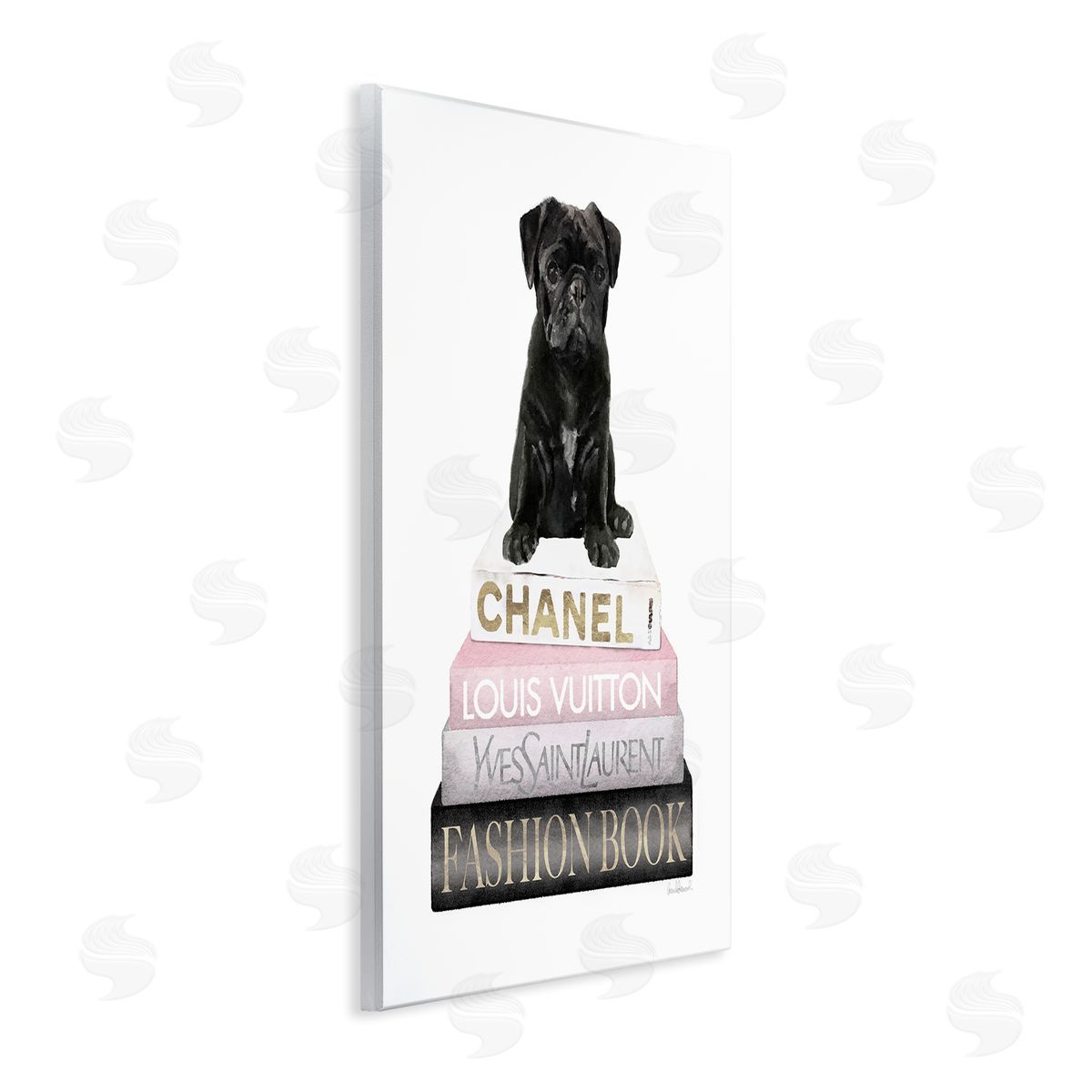 French Bulldog Pink Bookstack Wood Plaque Wall Art, Home Decor by Amanda Greenwood