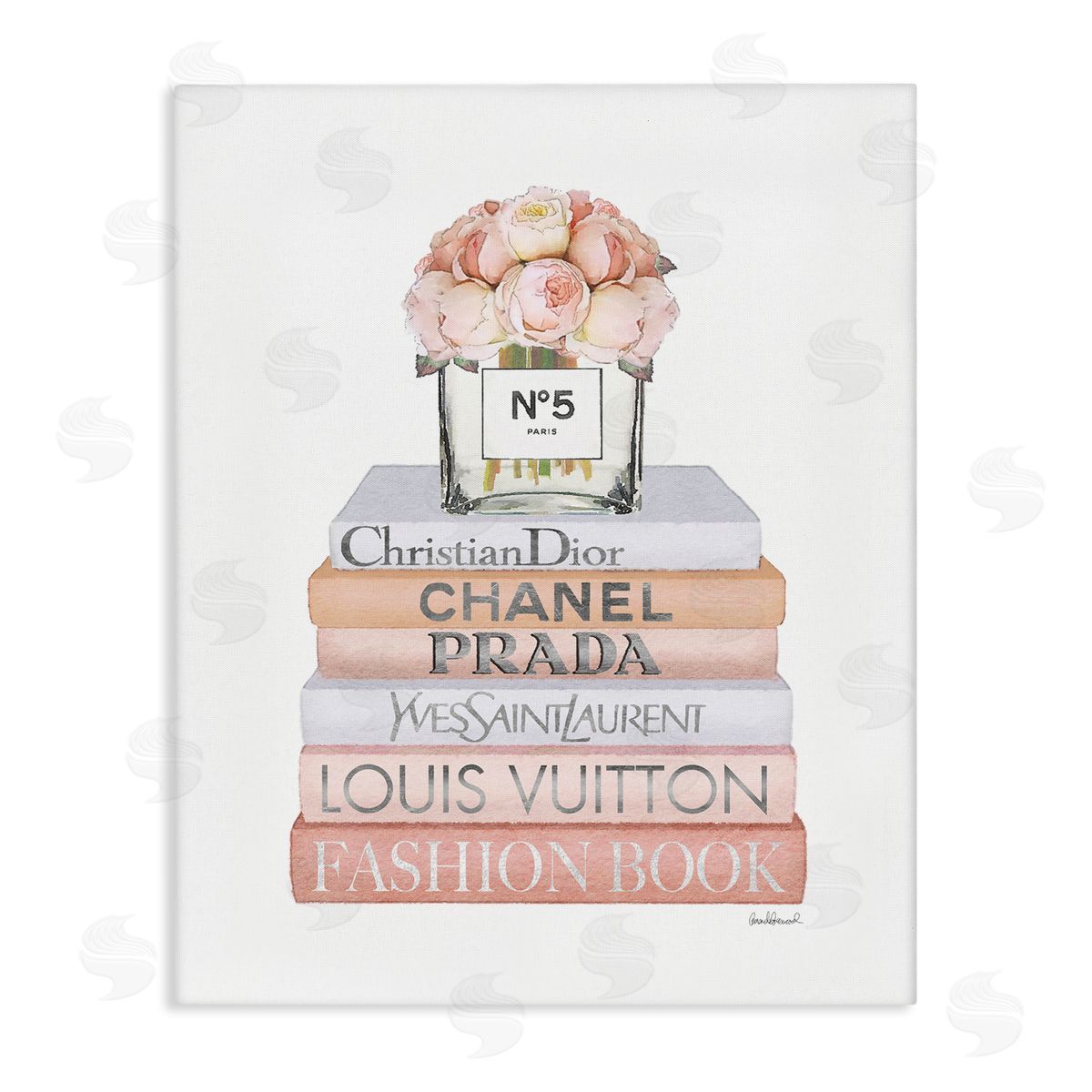 Delicate Pink Roses on Books Canvas Wall Art, Home Decor by Amanda Greenwood