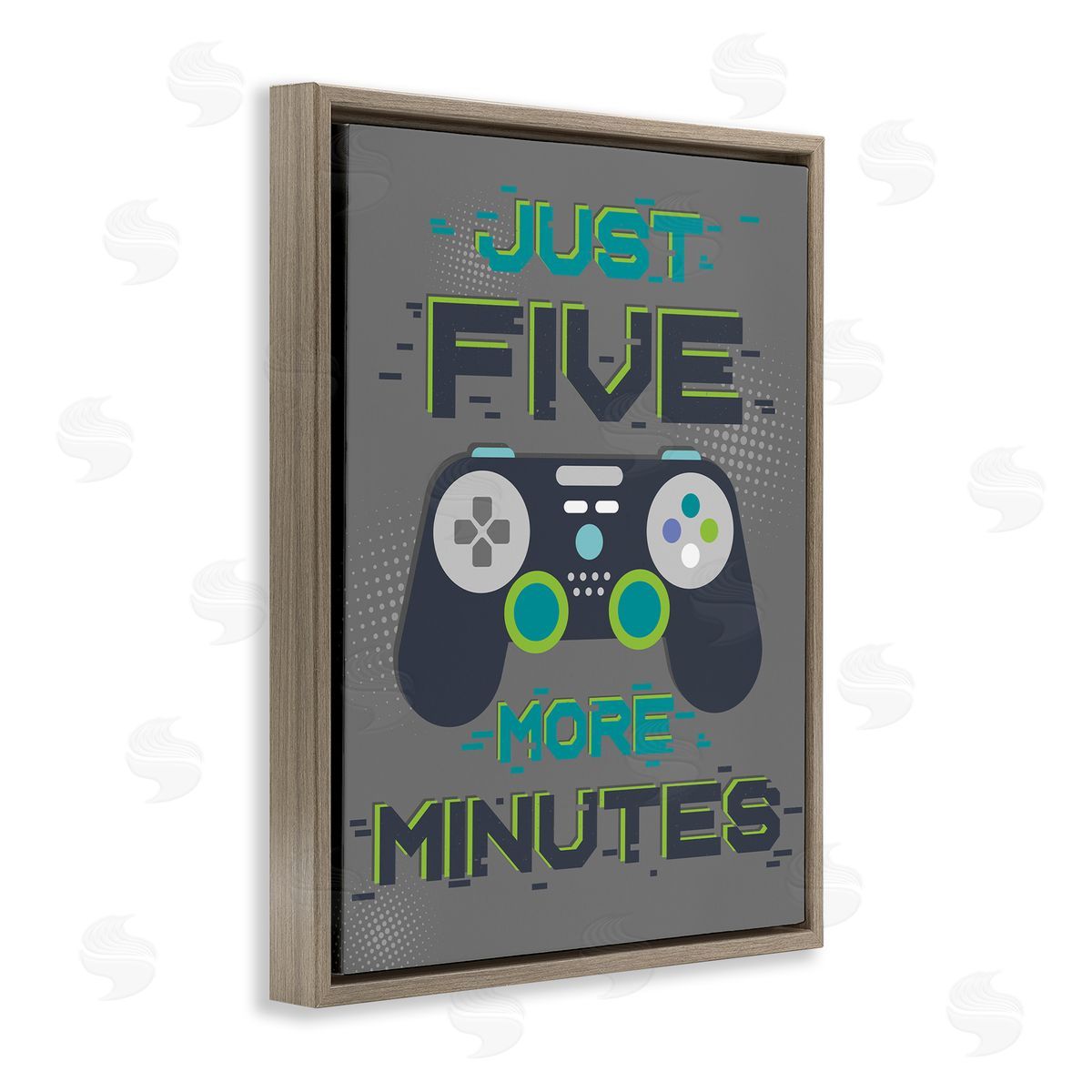 Five More Minutes Video Games Brown Floating Frame Canvas Wall Art, Home Decor by Angela Nickeas