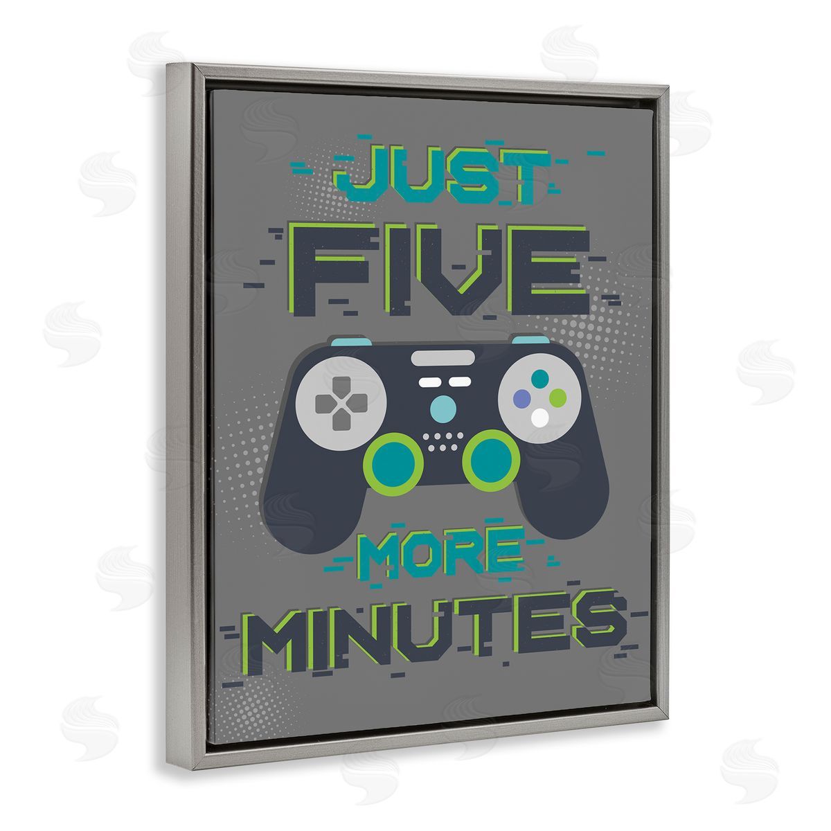 Five More Minutes Video Games Grey Floating Frame Canvas Wall Art, Home Decor by Angela Nickeas