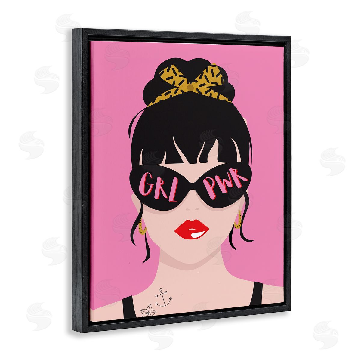 GRL PWR Punk Rock Black Floating Frame Canvas Wall Art, Home Decor by Angela Nickeas